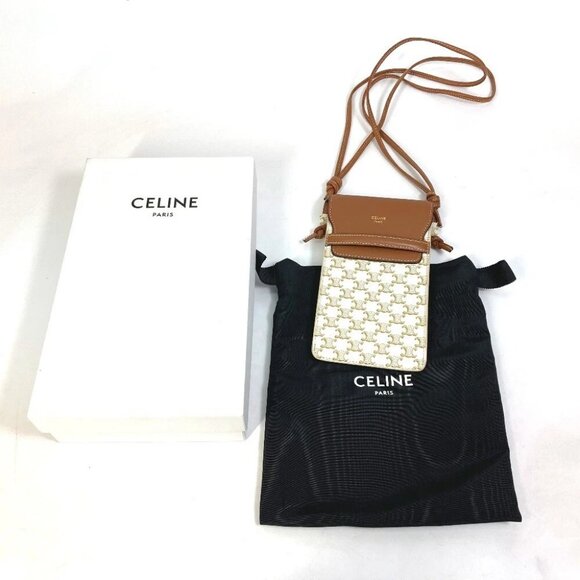 CELINE 10G332CQD triomphe logo phone case mobile pouch Shoulder Bag Pochette - Picture 1 of 16